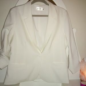 Cream one-button blazer